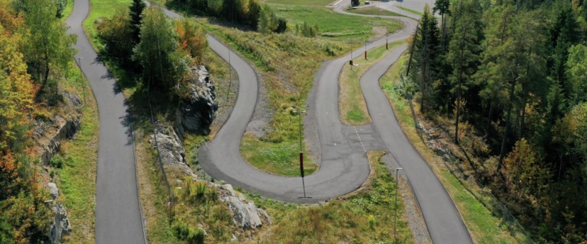 Rulleskiløyper med skog rundt