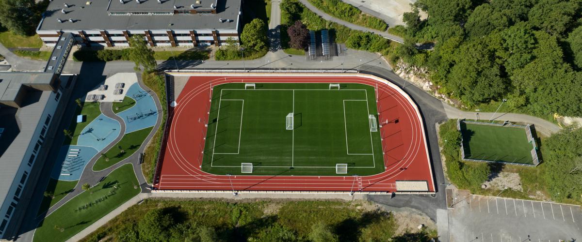 Vassmyra FriFot-anlegg. Foto: Odd Arne Nomedal/Fotofabrikken Dronebilde av FriFot-anlegg