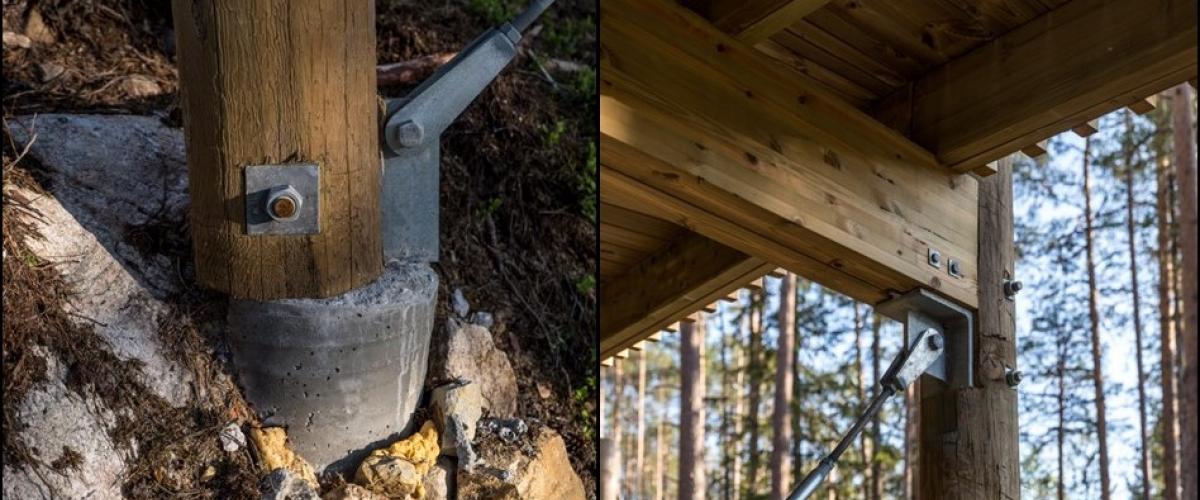 Kollasj med bilder av detaljer fra Tretoppvegen