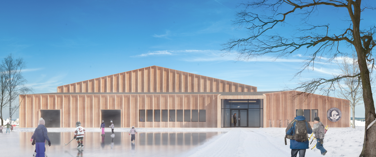 Bilde av ishallkonseptet med barn som leker i forgrunnen. 