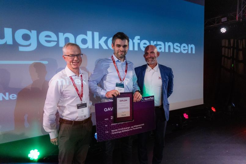 Juryleder i NemiTeks stiftelse, Ulrich og daglig leder i NemiTek under utdelingen av beste masteroppgave. 