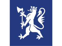 Logoen til Regjeringen, som viser en hvit løve på blå farge.